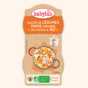 Bol Menu du Jour - Mijoté de Légumes, Dinde Fermière du Poitou & Riz, 2x200g