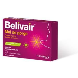 Belivair® Mal de Gorge Pastilles à Sucer - 24 pastilles
