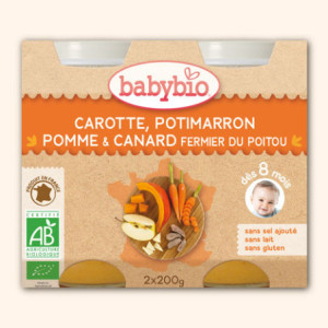Petit Pot Menu Carrote, Potimarron, Pomme & Canard fermier du Poitou - 2x200g