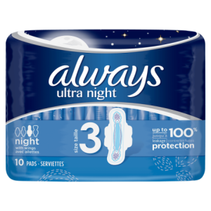 ALWAYS Ultra Night (Taille 3) Serviettes Hygiéniques avec Ailettes - 10 serviettes