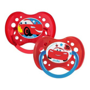 Sucettes+18 Mois "DUO CARS" Silicone avec Anneau N°A69 - 2 unités
