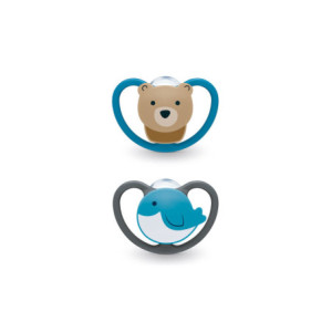 NUK Space 2 Sucettes Silicone 0-6 Mois - Ourson/Baleine