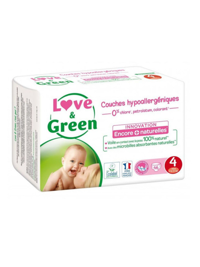 Couches hypoallergéniques taille 2 Love & Green - change pour bébé de 3 à 6  kg