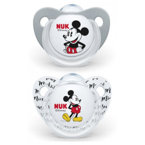 NUK 2 Sucettes Silicone Disney Baby Mickey  6-18 Mois Gris/ Transparent