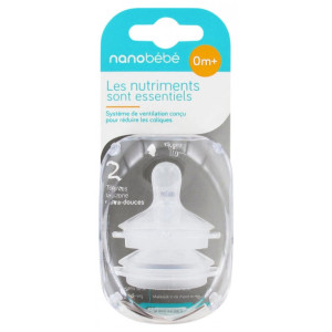 Nanobébé Tétine Silicone Débit Lent - 2 unités 