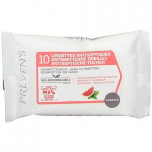 Preven's Lingettes Antiseptiques Parfum Pamplemousse Menthe - 10 Lingettes