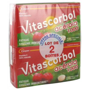 Vitascorbol Acérola 1000 - Lot de 2 x 30 Comprimés à Croquer
