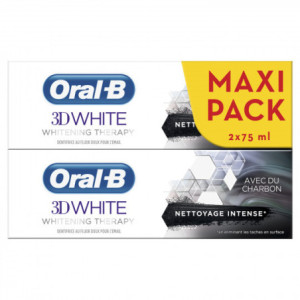 Oral-B 3D White Dentifrice Nettoyage Intense au charbon - lot de 2x75ml 