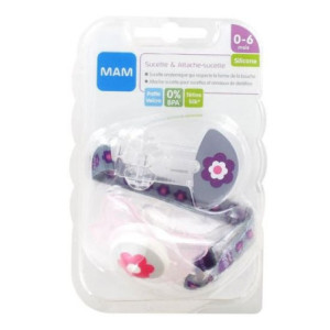 MAM SUCETTE SILICONE ANATOMIQUE 0-6 MOIS + ATTACHE-SUCETTE AVEC CLIP