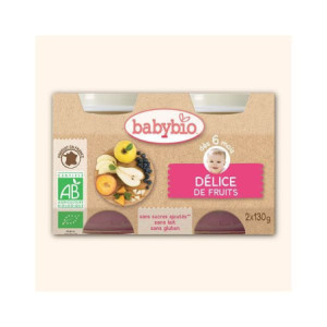 Babybio Petits Pots Délice de Fruits - 2X130g 
