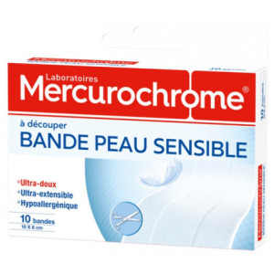 Mercurochrome Bande à Découper Peau Sensible - 10 Bandes