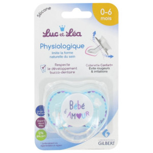 Luc et Léa Sucette Silicone Physiologique avec Anneau 0-6 Mois - 1 unité