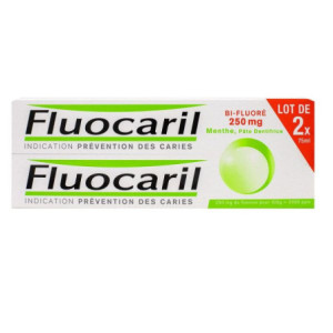 FLUOCARIL Dentifrice Bi-Fluoré 250 mg MENTHE, pâte dentifrice – lot de 2 X 75ml