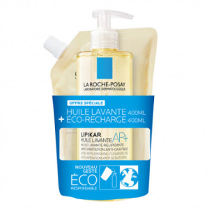 La Roche-Posay Huile Lavante Relipidante Anti-Irritations 400m Lipikar + Son Eco-Recharge - 400ml 