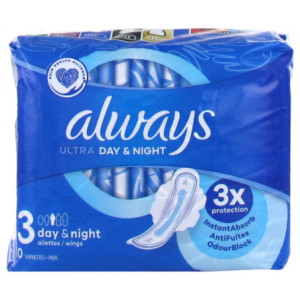 Always Ultra Day & Night  Taille 3 - 10 Serviettes