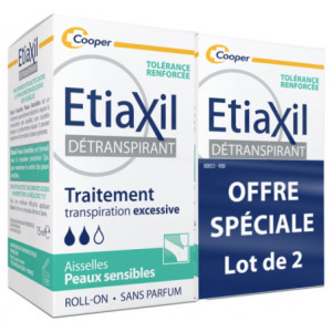 Etiaxil Détranspirant Aisselles Peaux Sensibles Roll-On - Lot de 2 x 15 ml