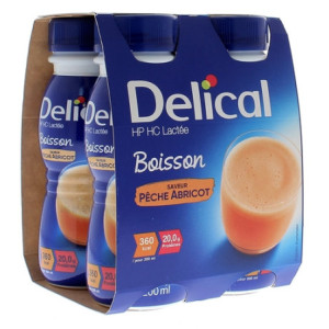 Delical Boisson HP/HC lactée saveur pêche abricot - 4 x200 ml