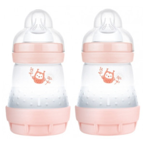 MAM Easy Start 2 Biberons Anti-Colique Couleurs de la Nature 160 ml 0 Mois et + Débit 1 - Couleur : Blush