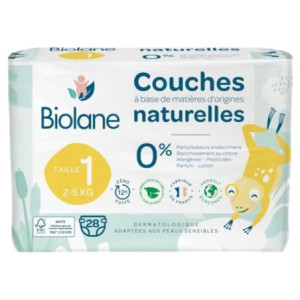 Biolane Couches Naturelles 28 Couches - Taille 1 (2-5 Kg)