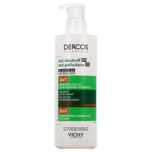 Vichy Dercos Shampoing Démêlant Traitant Anti-Pelliculaire Cuir Chevelu Sensible - 390 ml