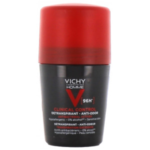 Vichy Homme Clinical Control Déodorant Détranspirant Anti-Odeur 96H Roll-On - 50 ml