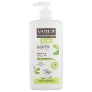 Cattier Kids Shampoing Douche 2en1 Parfum Pomme Verte Bio - 500 ml