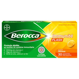 Berocca Immunité Flash Goût Orange - 30 Comprimés Effervescents