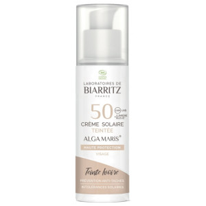 Biarritz Alga Maris Crème Solaire Teintée Visage SPF50 Bio - Teinte : Ivoire - 50 ml 