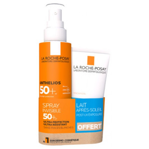 La Roche-Posay Anthelios Spray Invisible SPF50+ Avec Parfum 200 ml + Post-UV Exposure Lait Après-Soleil 75 ml Offert