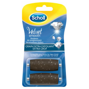 Scholl Velvet Smooth Express Pedi Cristaux de Diamants Grain Extra Exfoliant - 2 Rouleaux de Remplacement