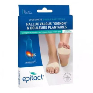 Epitact Coussinets double protection Hallux Valgus oignon & douleurs plantaires - Taille L - 1 paire