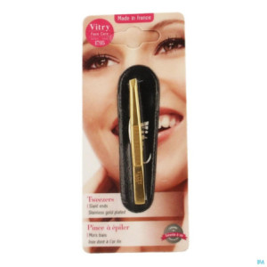 Vitry  Pince à épiler prestige inox dorée mors biais