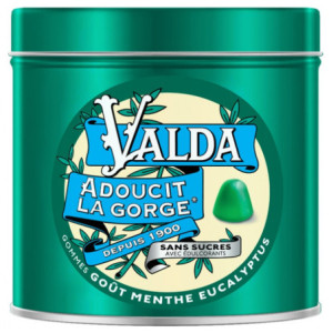 Valda Gommes Sans Sucres Adoucit la Gorge Goût Menthe Eucalyptus - 140 g