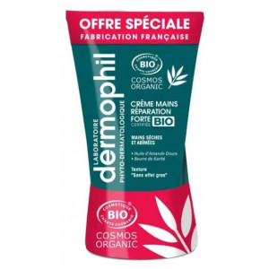 Dermophil Indien Crème Mains Réparation Forte Bio - Lot de 2 x 75 ml