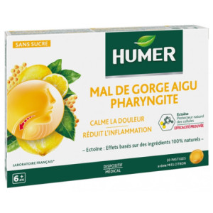Humer Mal de Gorge Aigu Pharyngite Miel Citron - 20 Pastilles