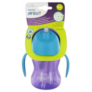 Avent Tasse à Paille avec Anses 200 ml 9 Mois et + - Couleur : Violet