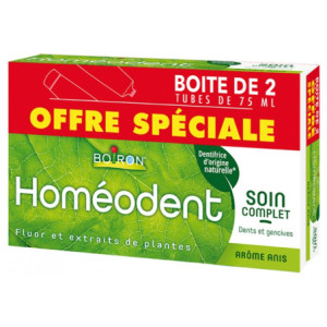 Boiron Homéodent Soin Complet Dents et Gencives  - Arôme : Anis -Lot de 2 x 75 ml