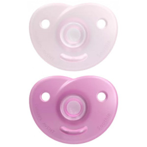 Avent Soothie 2 Sucettes Orthodontiques 0-6 Mois - Couleur : Rose