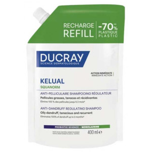 Ducray Kelual Shampoing Anti-Pelliculaire Régulateur Pellicules Grasses Recharge - 400 ml