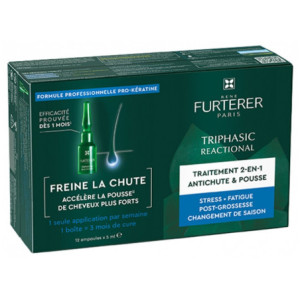 René Furterer Triphasic Reactional Traitement 2en1 Antichute & Pousse - 12 Ampoules