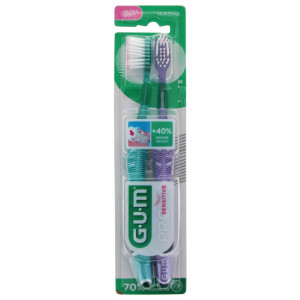 GUM Brosse à Dents Pro Sensitive 510 Duo Pack - Couleur : Vert / Violet
