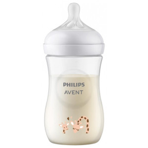 Avent Natural Response Biberon avec Motif 1 Mois et + - Modèle : Girafe - 260ml