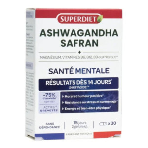 Super Diet Ashwagandha Safran Santé mentale gélules - 30 gélules 