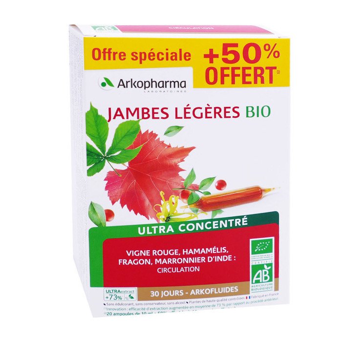 Arkopharma Arkofluides Jambes Légères Bio - 30 ampoules